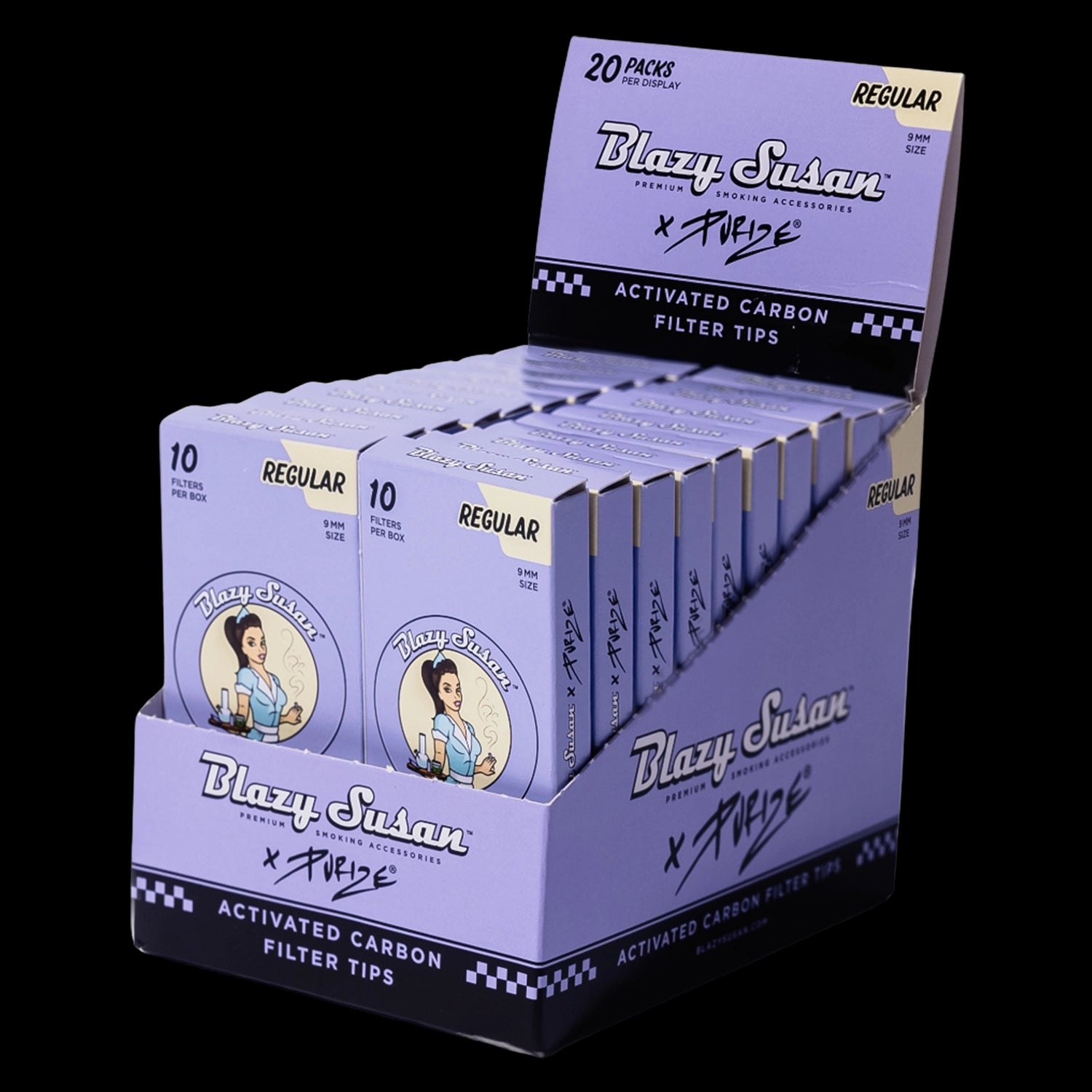 Blazy Susan Purize Activated Carbon Filter Tips - 10ct - Display Box