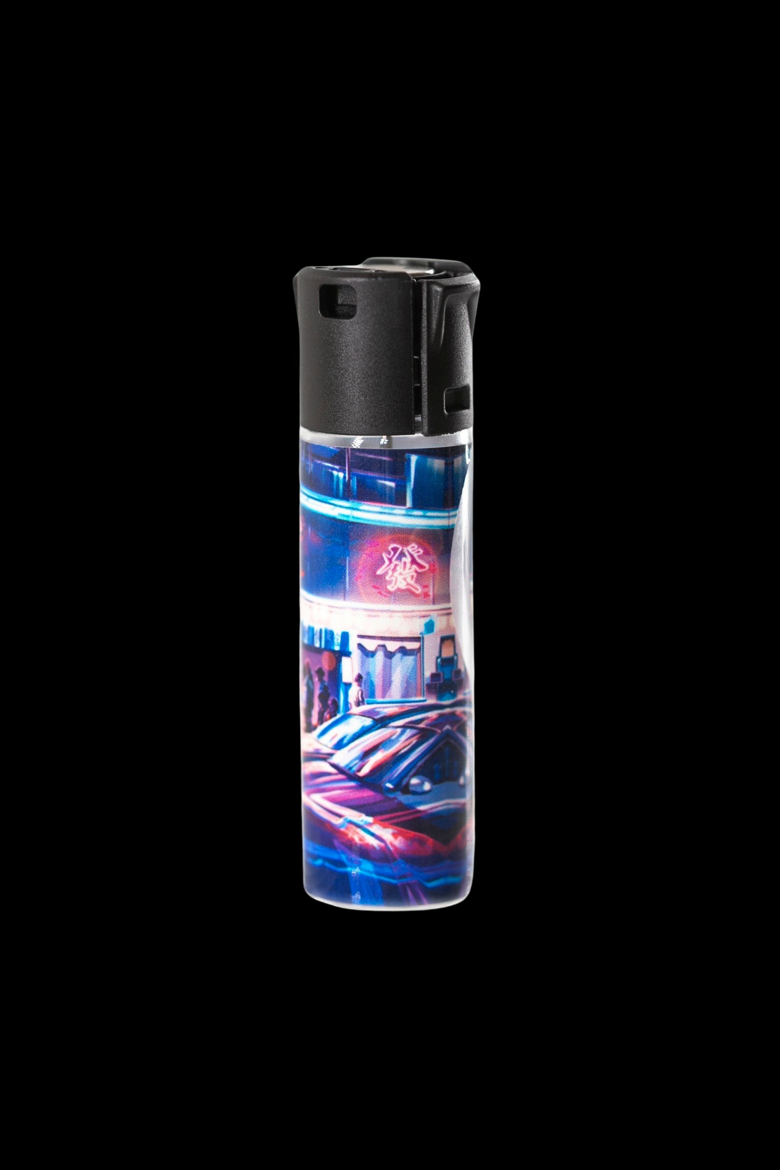 Neon cityscape lighter.