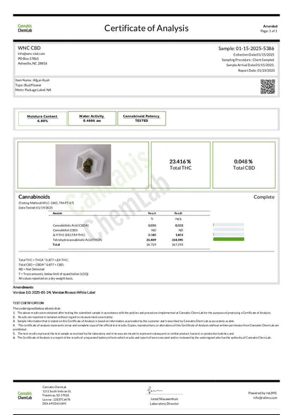 WNC CBD High THCA Indoor Living Soil Flower | 3.5g