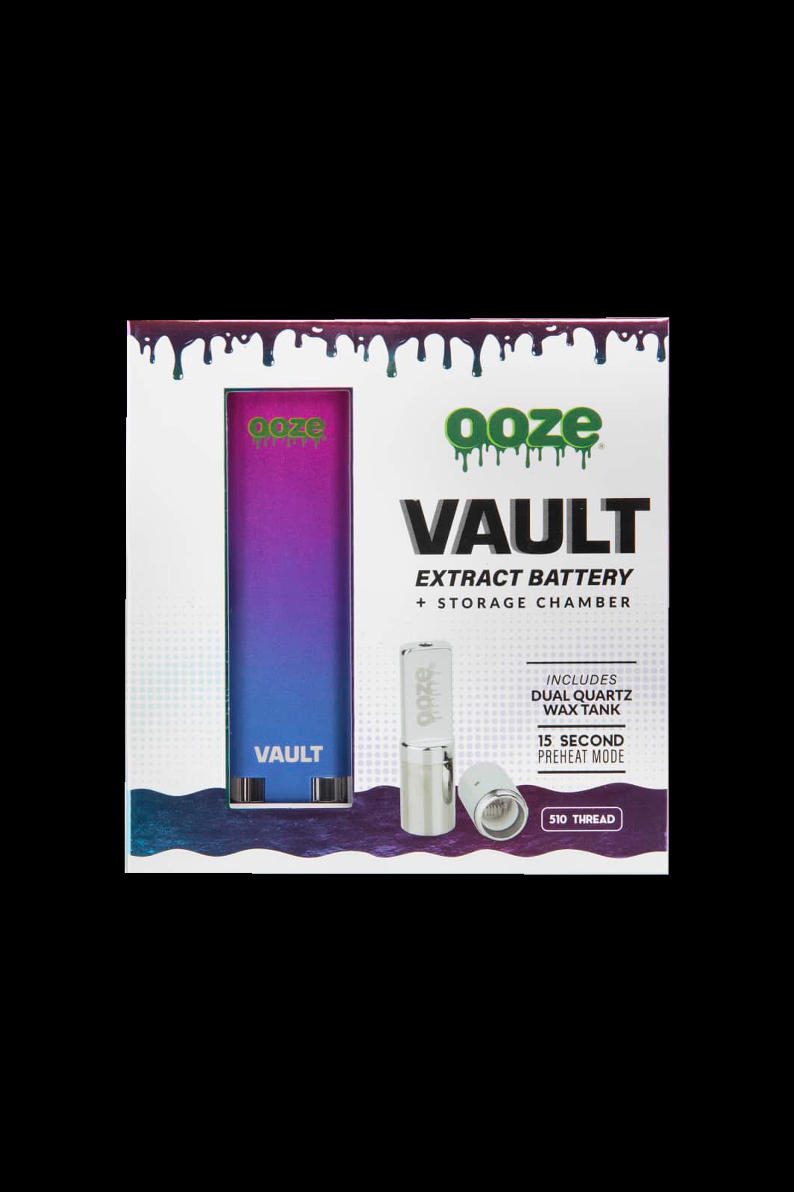 Ooze Vault cannabis extract battery and storage chamber packaging.