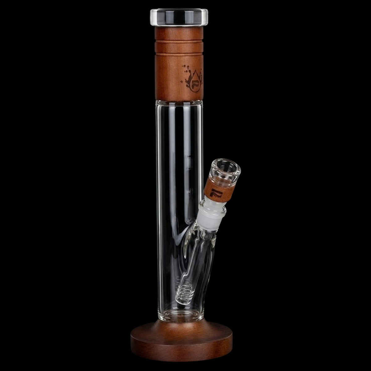 Pulsar Wood on Glass Straight Tube Bong - 14.25" / 14mm F