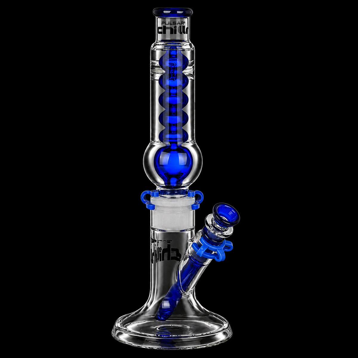 Pulsar Chillr Glycerin Straight Tube Glass Bong - 13" / 14mm F / Blue