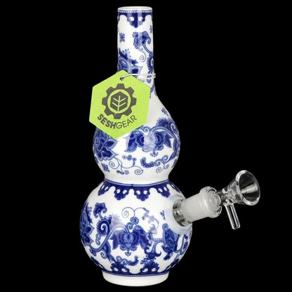 SeshGear Chinese Vase Ceramic Bong - 7.75" / 14mm F / Double Bubble Base