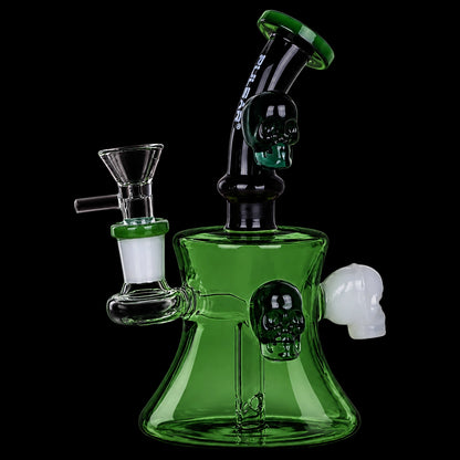Pulsar Tri-Tone Gaggle of Skulls Hour-Glass Bong - 6.5" / 14mm F