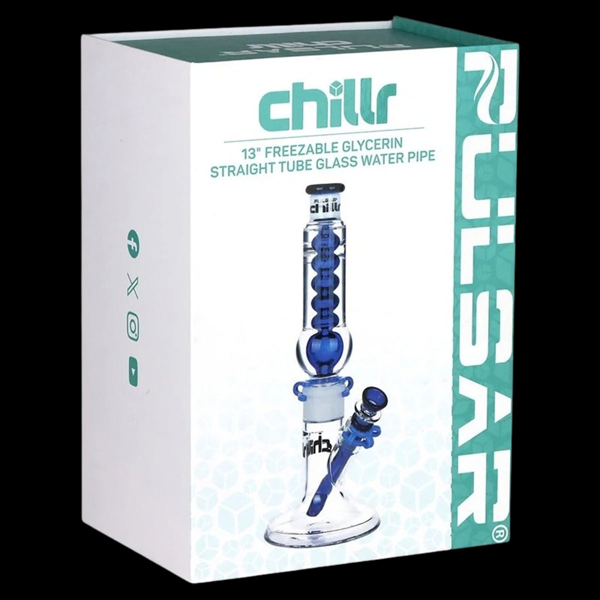Pulsar Chillr Glycerin Straight Tube Glass Bong - 13" / 14mm F / Blue