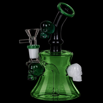 Pulsar Tri-Tone Gaggle of Skulls Hour-Glass Bong - 6.5" / 14mm F