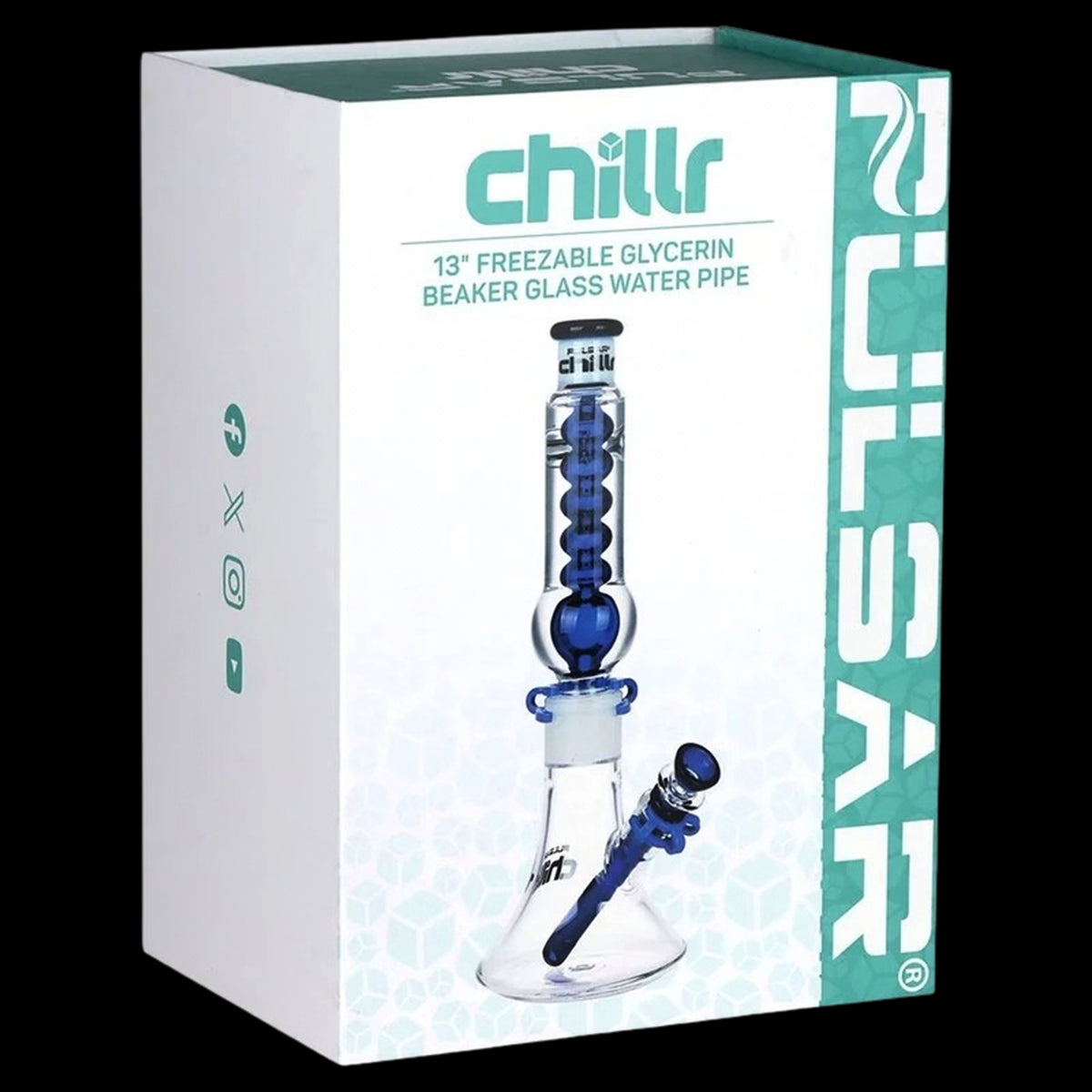 Pulsar Chillr Glycerin Beaker Glass Bong - 13" / 14mm F / Blue