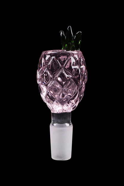 A close-up of the Pineapple Herb Bowl, showing its textured glass and rounded shape against a dark background.