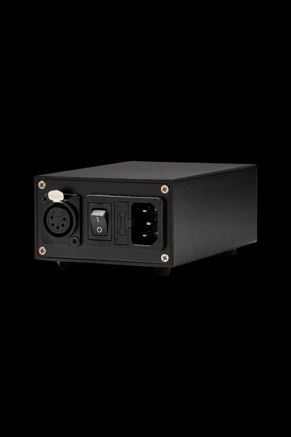 Black cannabis vaporizer power supply with multiple ports.