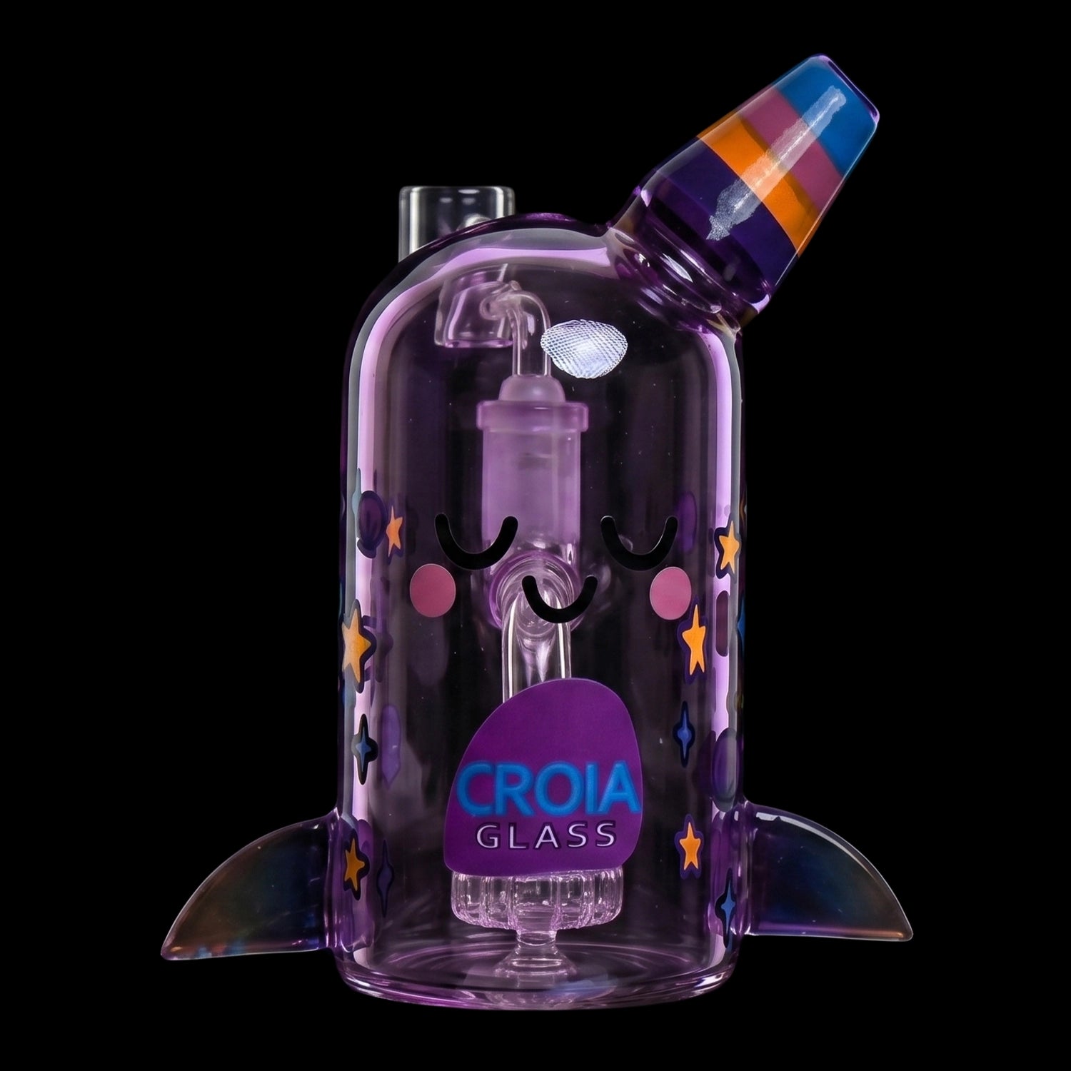 Croia Glass Cute Narwhal Dab Rig – Mini Showerhead Perc Rig | Croia Glass