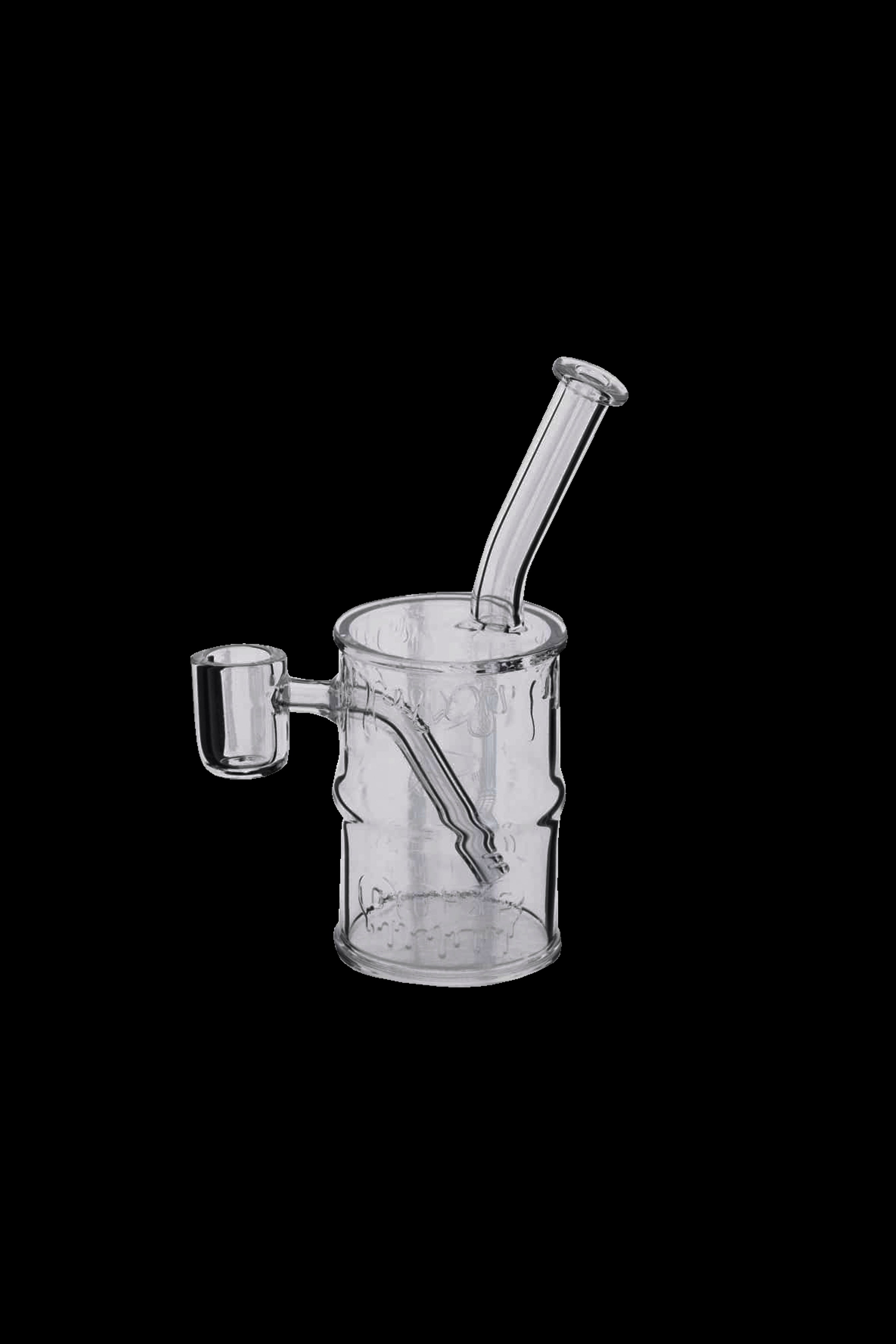 Clear glass bubbler water pipe for cannabis use.