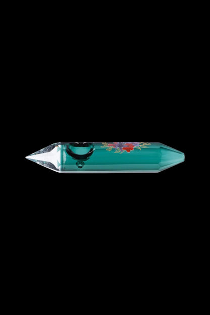 Famous Design Floral Lush Crystal Hand Pipe - Teal