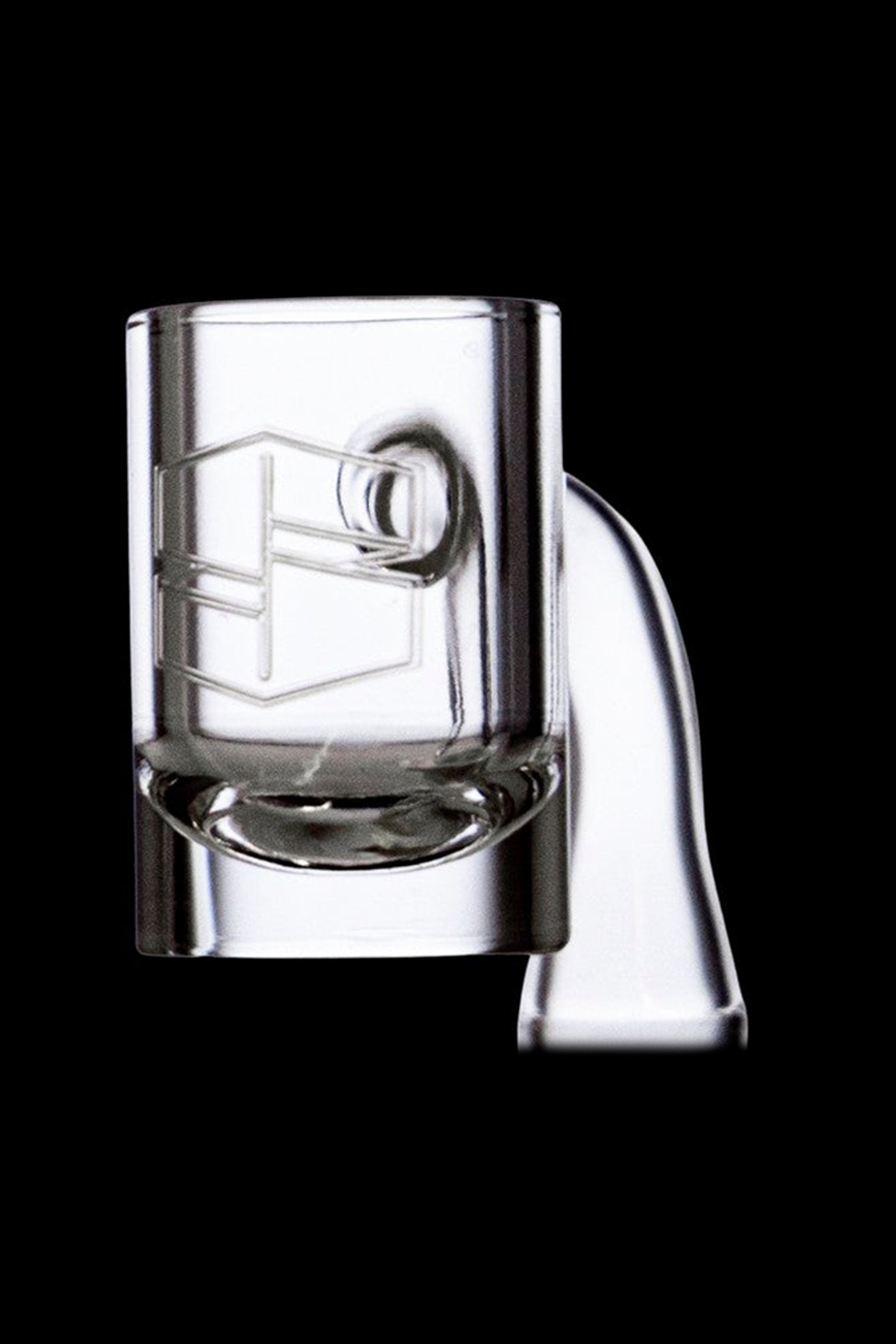 Clear glass dab rig insert with etched design.