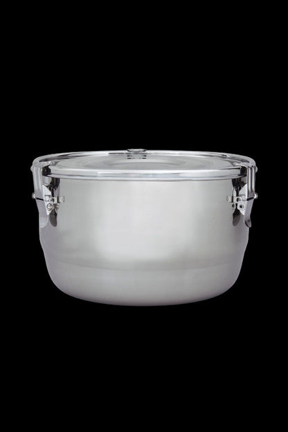 Glass cannabis storage jar with a silicone seal.