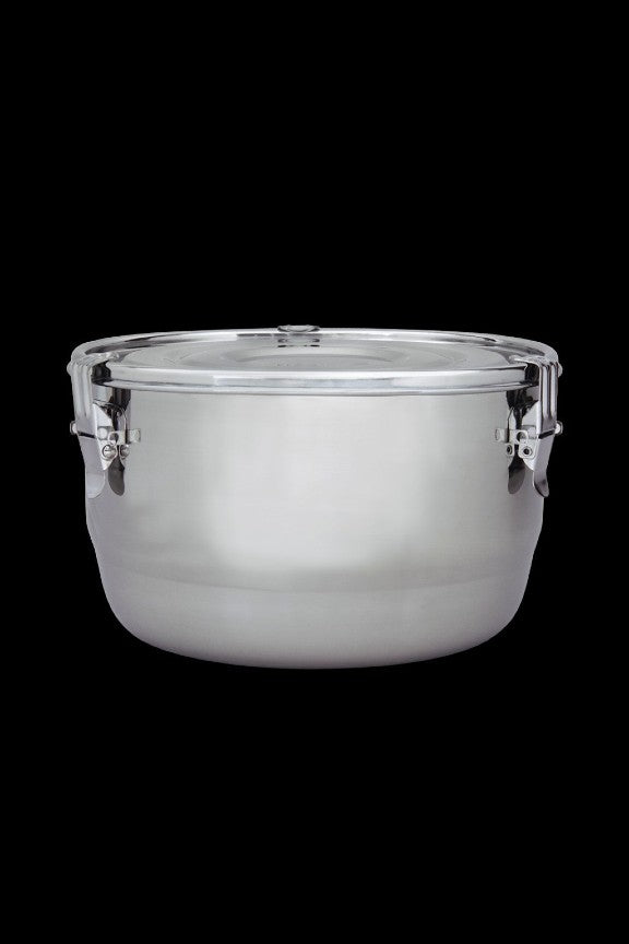 Glass cannabis storage jar with a silicone seal.