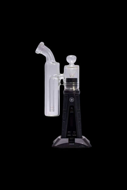 Black and clear glass dab rig with electronic heating element.