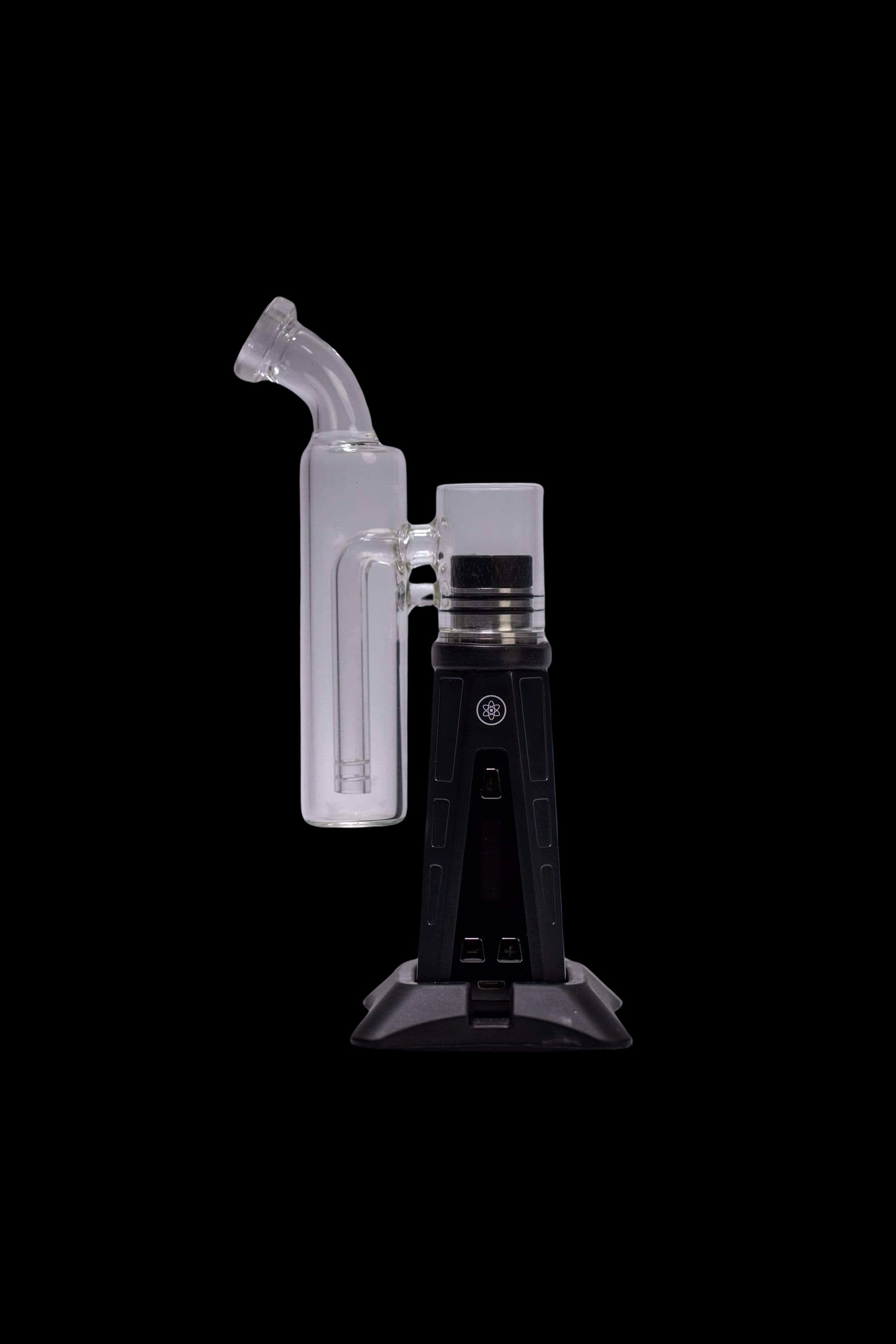 Black and clear glass dab rig with electronic heating base.