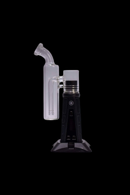 Black and clear glass dab rig with electronic heating base.