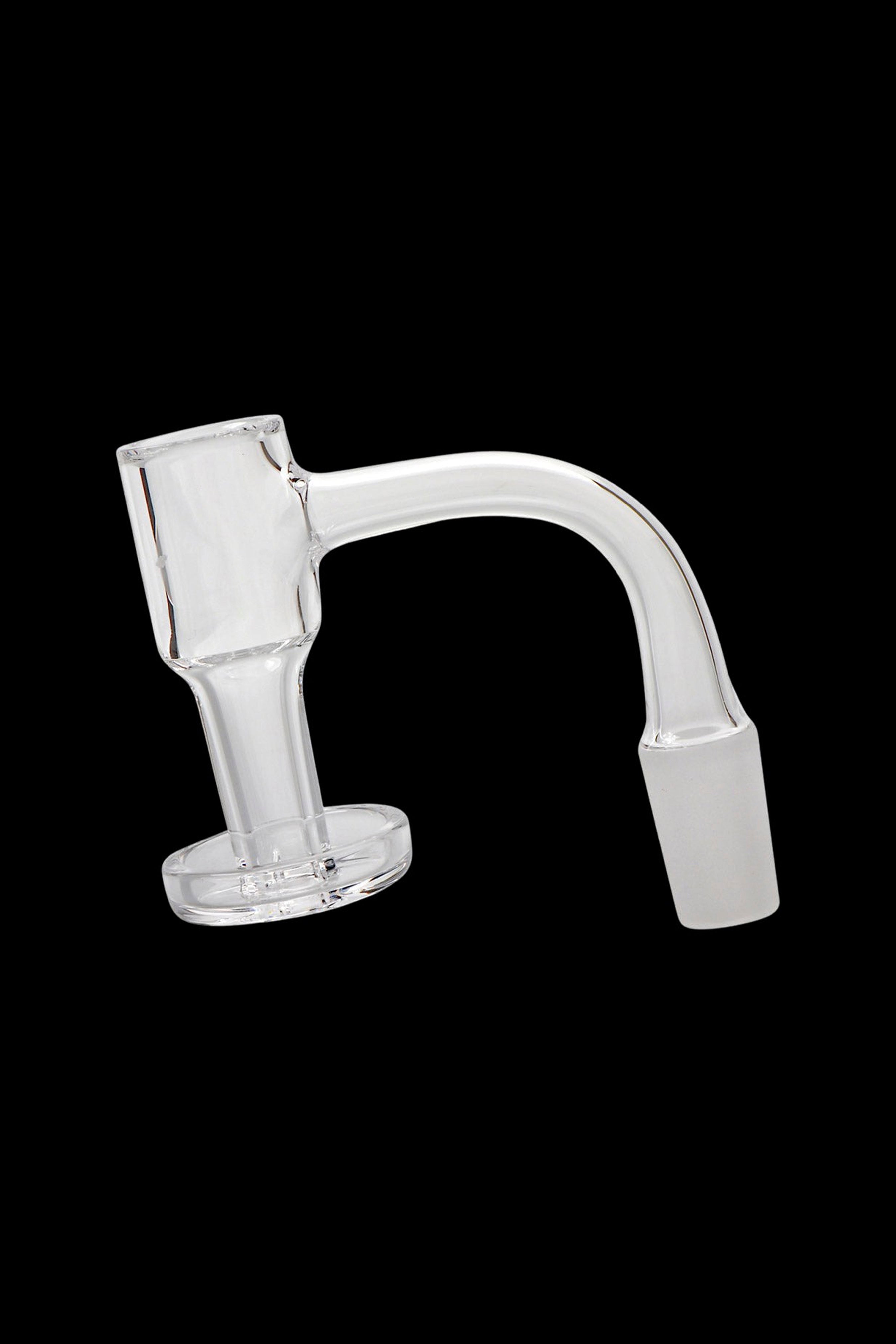 Clear glass quartz banger for dabbing cannabis concentrates.