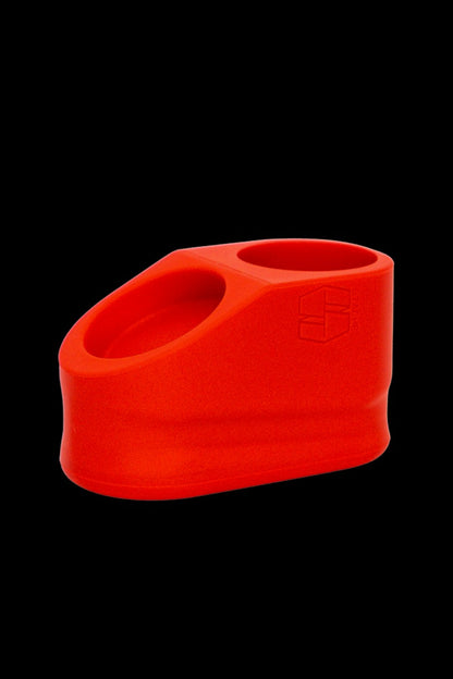 Red silicone rig bubbler with two bowls.