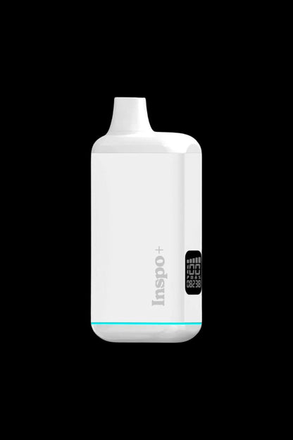 White cannabis vape pen with digital display.