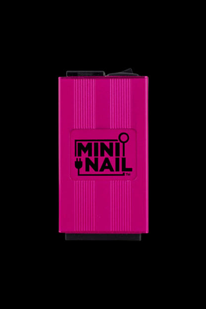 Bright pink Mini Nail e-nail device with black branding.
