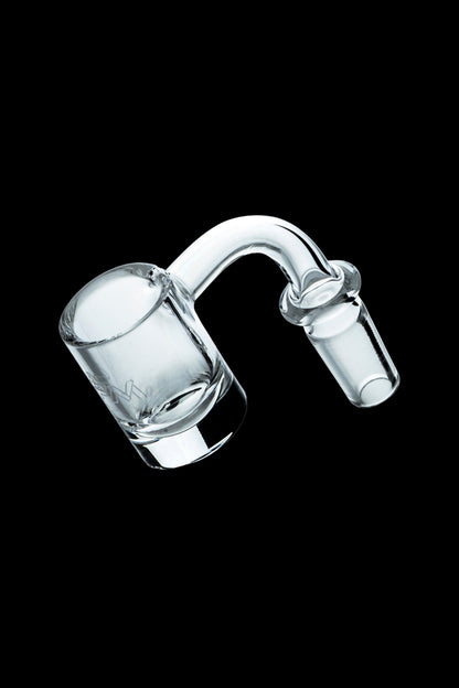 Clear quartz banger for vaporizing cannabis concentrates.