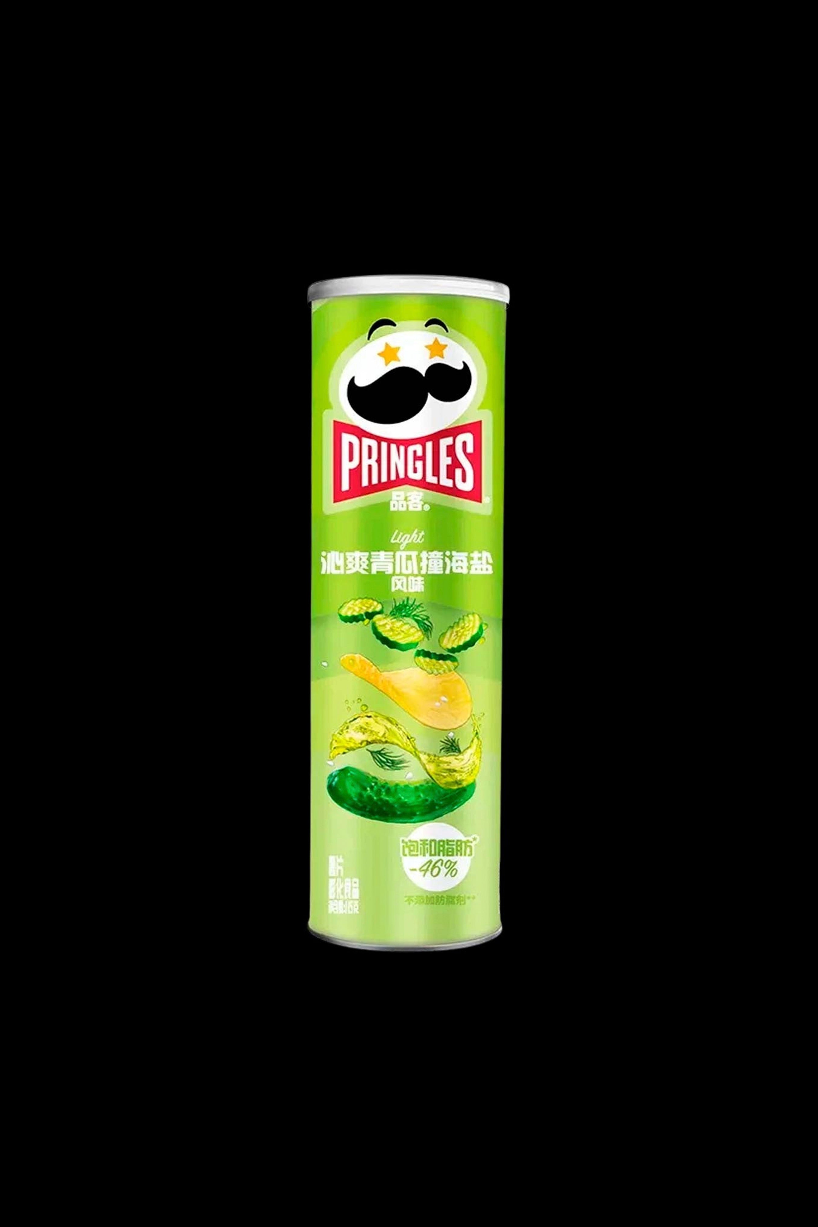 Pringles can with cannabis leaf imagery and text suggesting a high THC content.