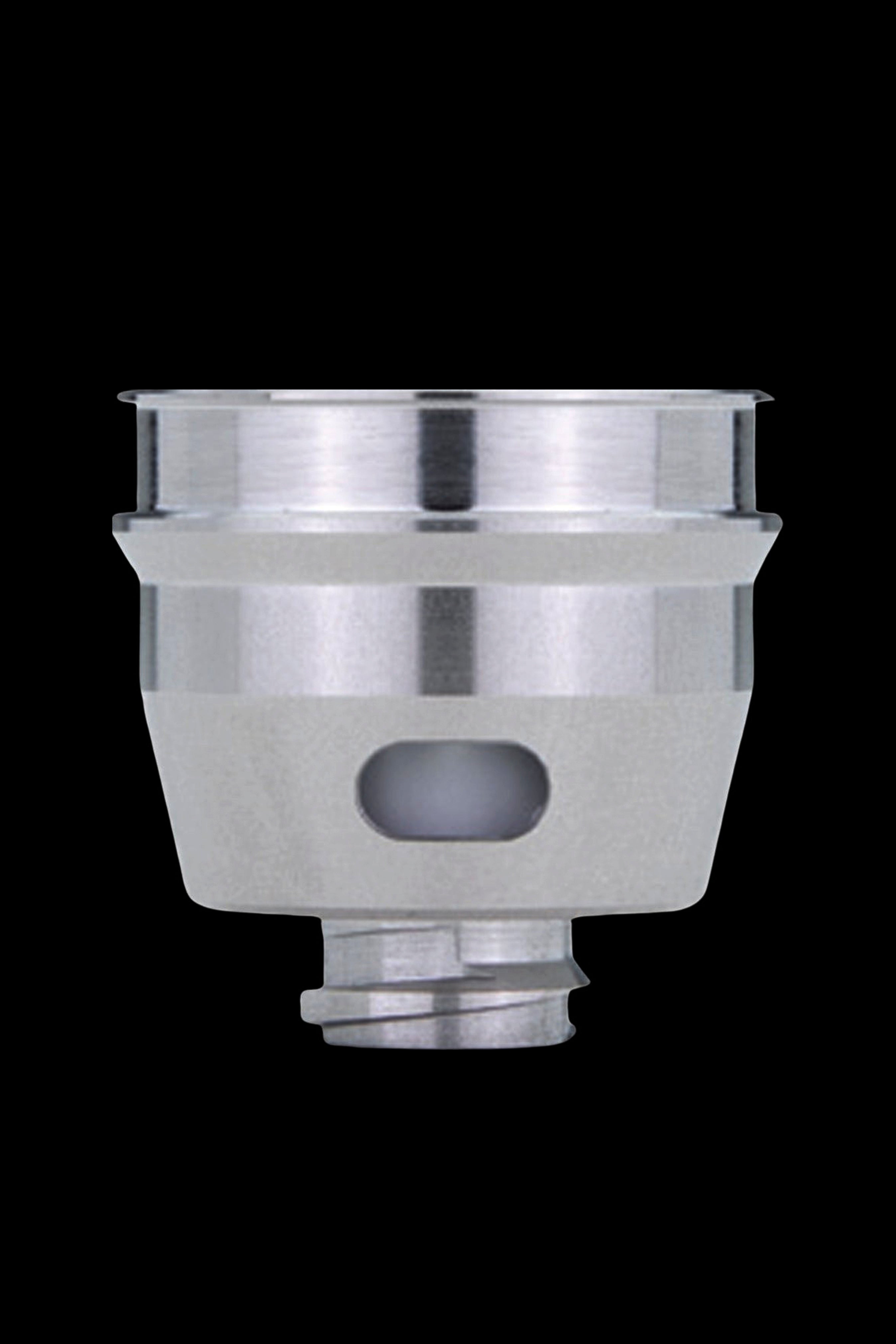 Silver cannabis oil rig carb cap with airflow control.