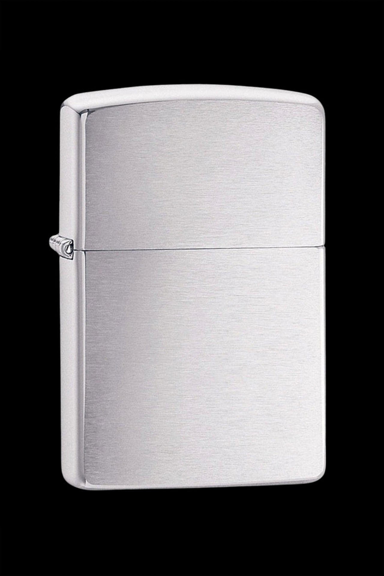 Silver Zippo-style lighter, closed.