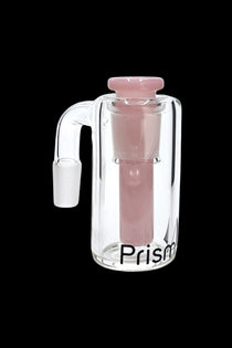 Clear glass bubbler with a pink accent and the brand name "Prism" printed on the side.