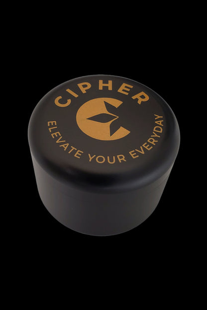 Black cannabis vaporizer battery with gold “Cipher” logo and text “Elevate Your Everyday.”