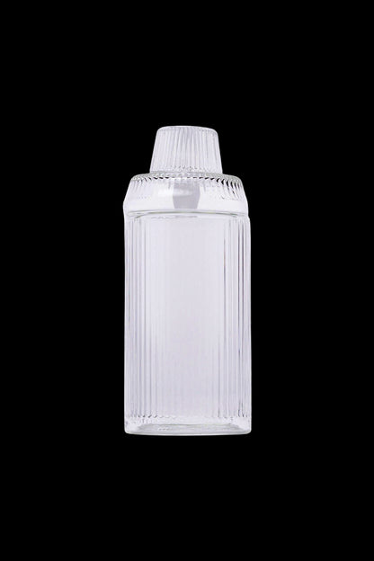 Clear glass cannabis oil container.