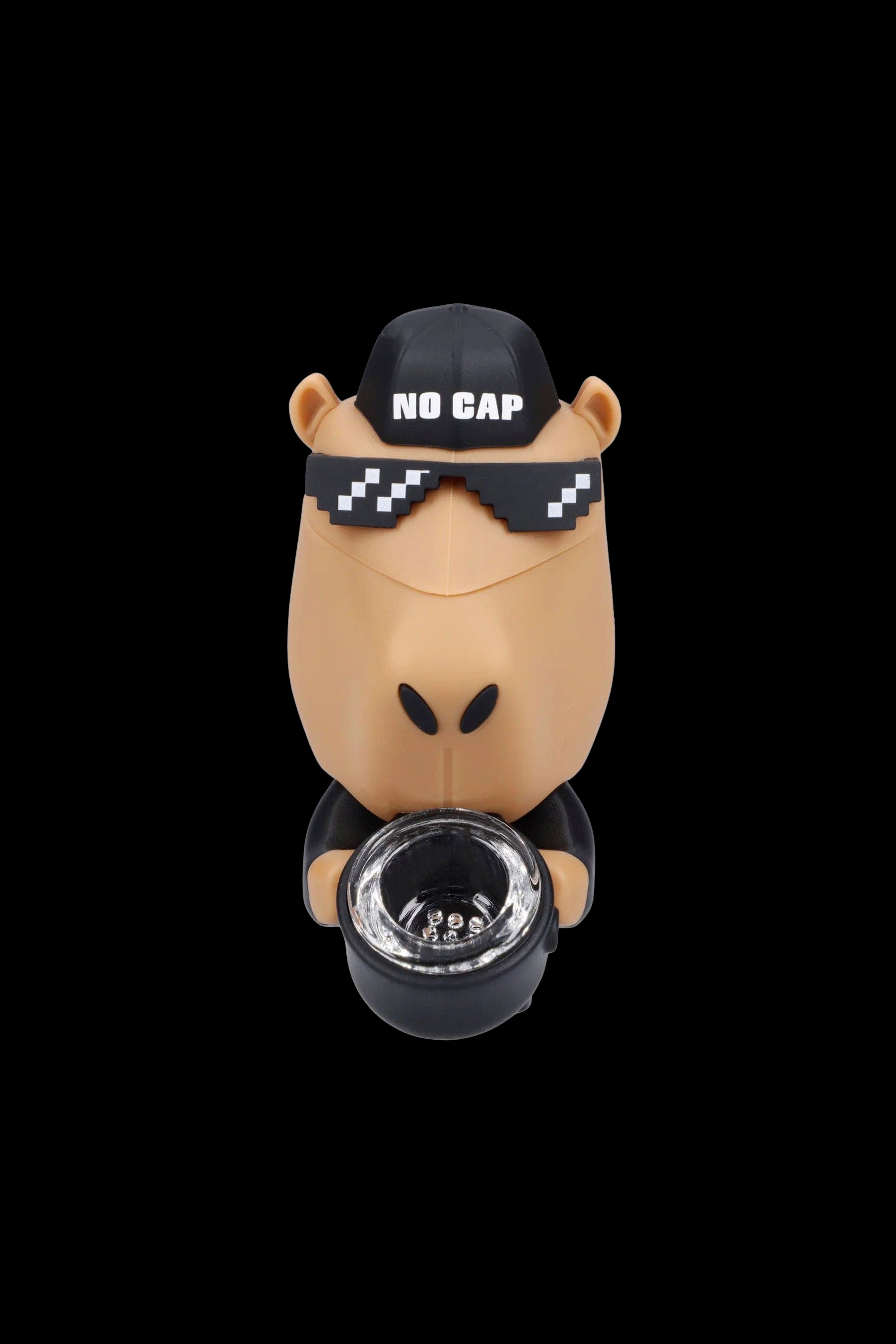 Cartoon monkey-shaped silicone smoking piece with a glass bowl.