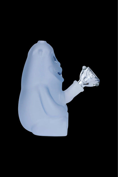 Light blue glass water pipe with a glass bowl piece.