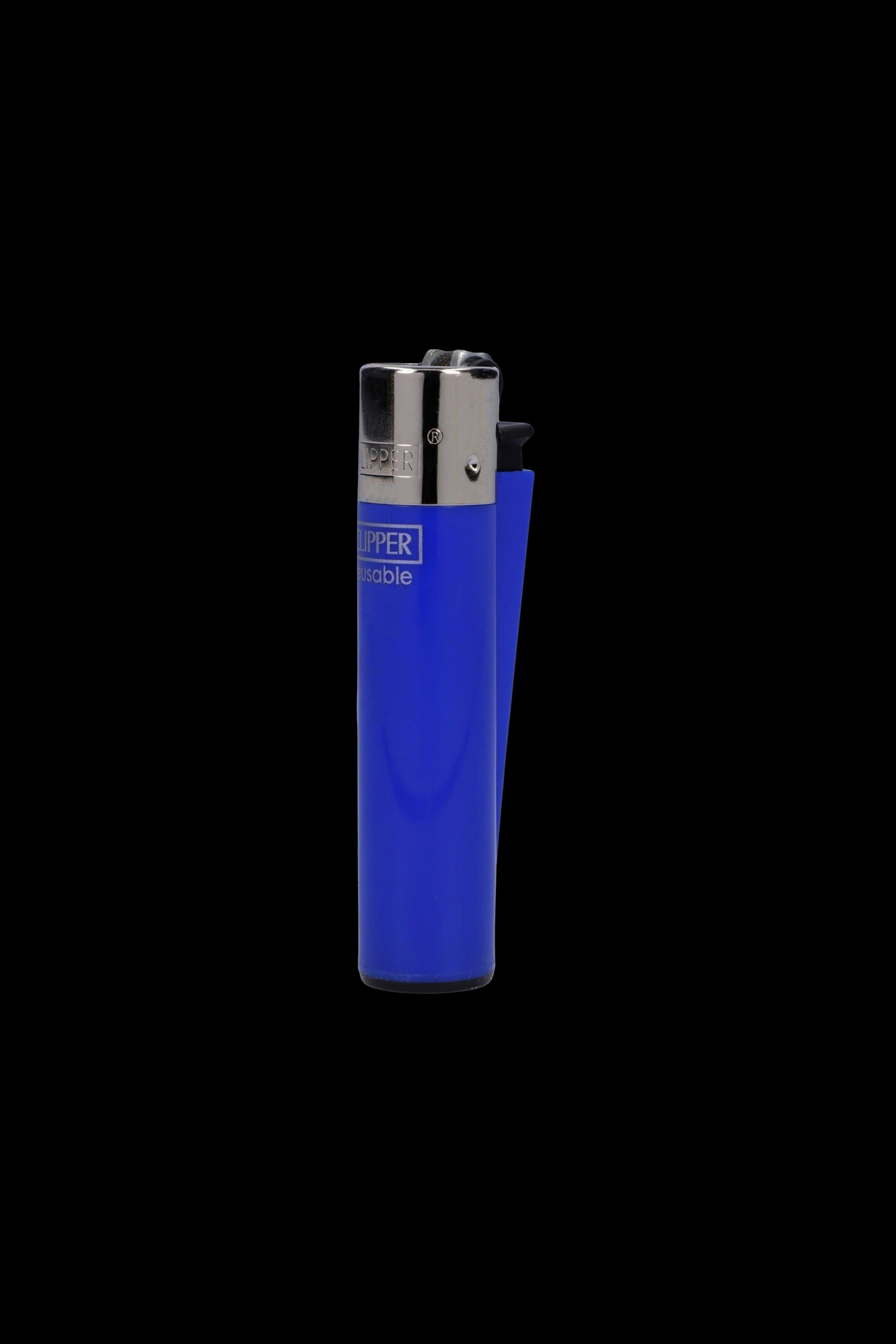 Blue Clipper lighter isolated on a black background.