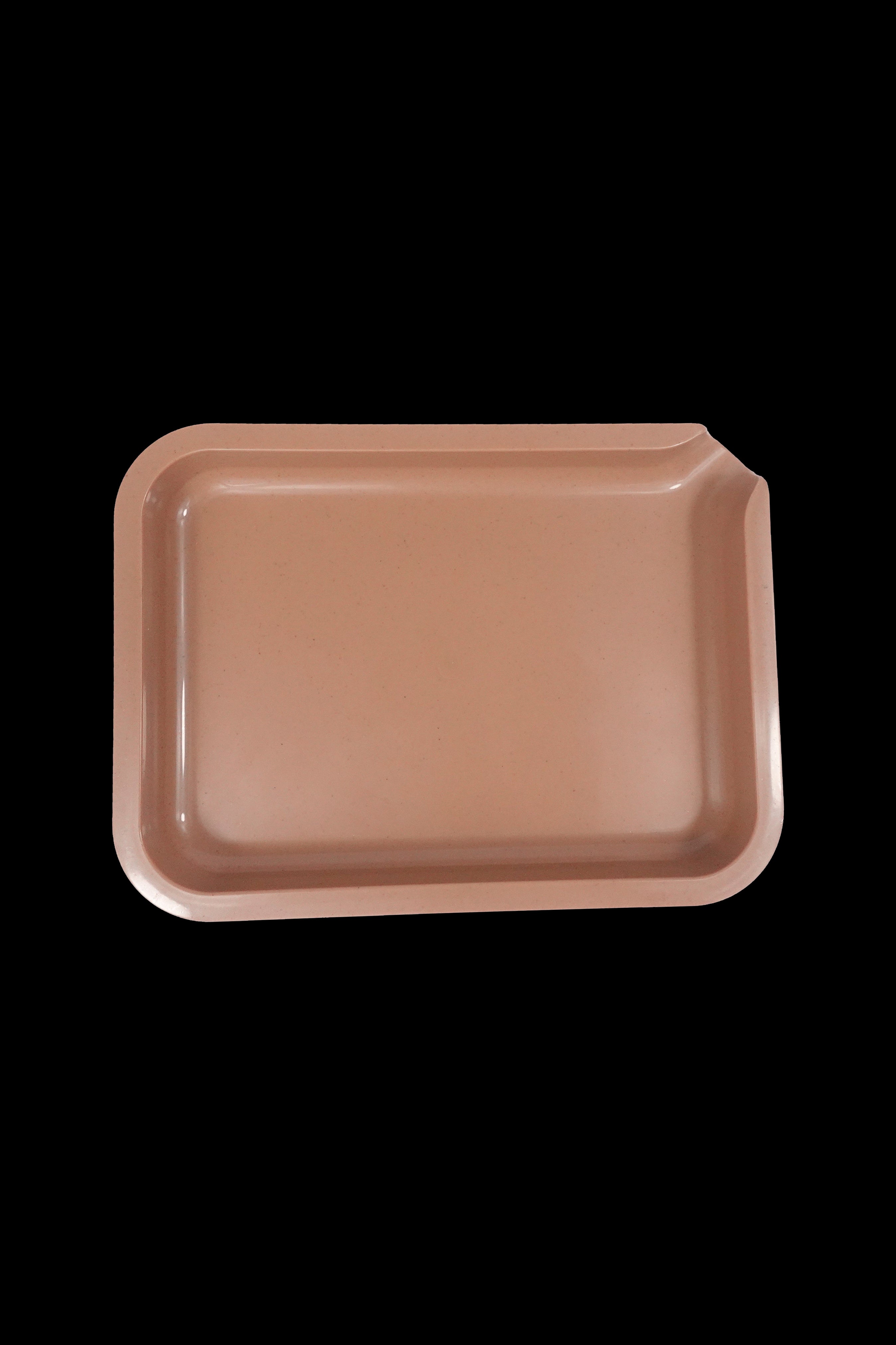 Brown rolling tray on a black background.