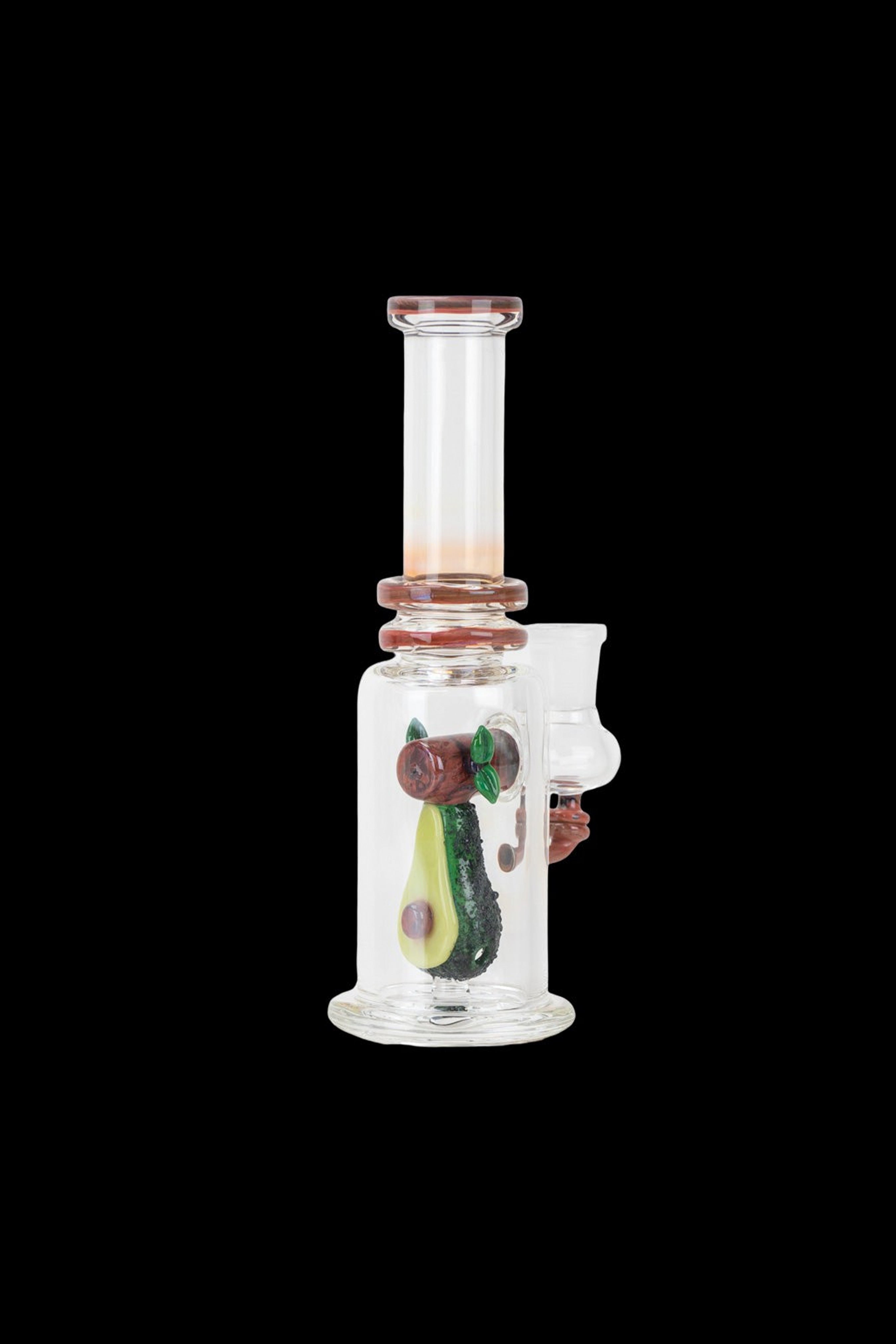 Glass water pipe (bong) with colorful fruit-shaped details.