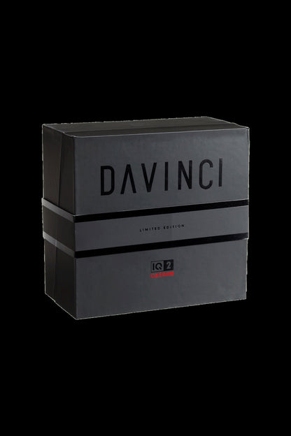 Black box for DaVinci IQ2 Carbon vaporizer, labeled “LIMITED EDITION” and featuring a red “IQ2 CARBON” logo.