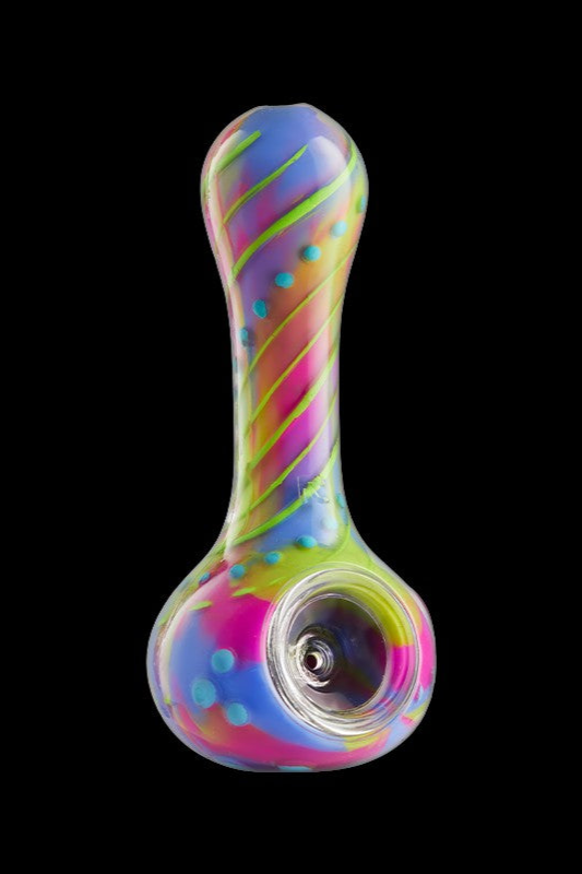 Colorful glass pipe for smoking cannabis.