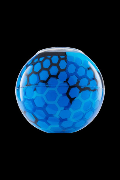 Blue honeycomb patterned glass dab cap.