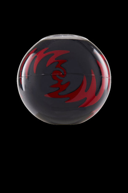 Black acrylic orb with red tribal flame design, likely a bubbler or water pipe component.