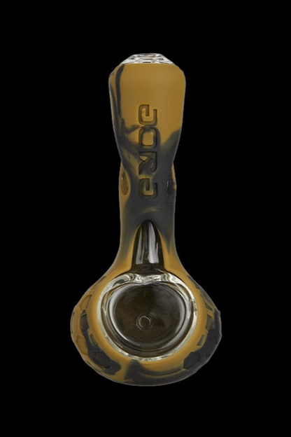Golden glass pipe with black accents, featuring the brand "eose" vertically along the neck.