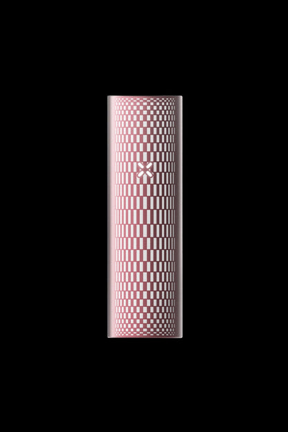 Sleek, patterned cannabis vape pen on a black background.
