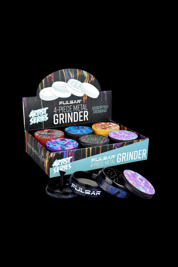 Pulsar Artist Series Grinder with Side Art- 6pc Display - Pulsar Artist Series Grinder with Side Art- 6pc Display