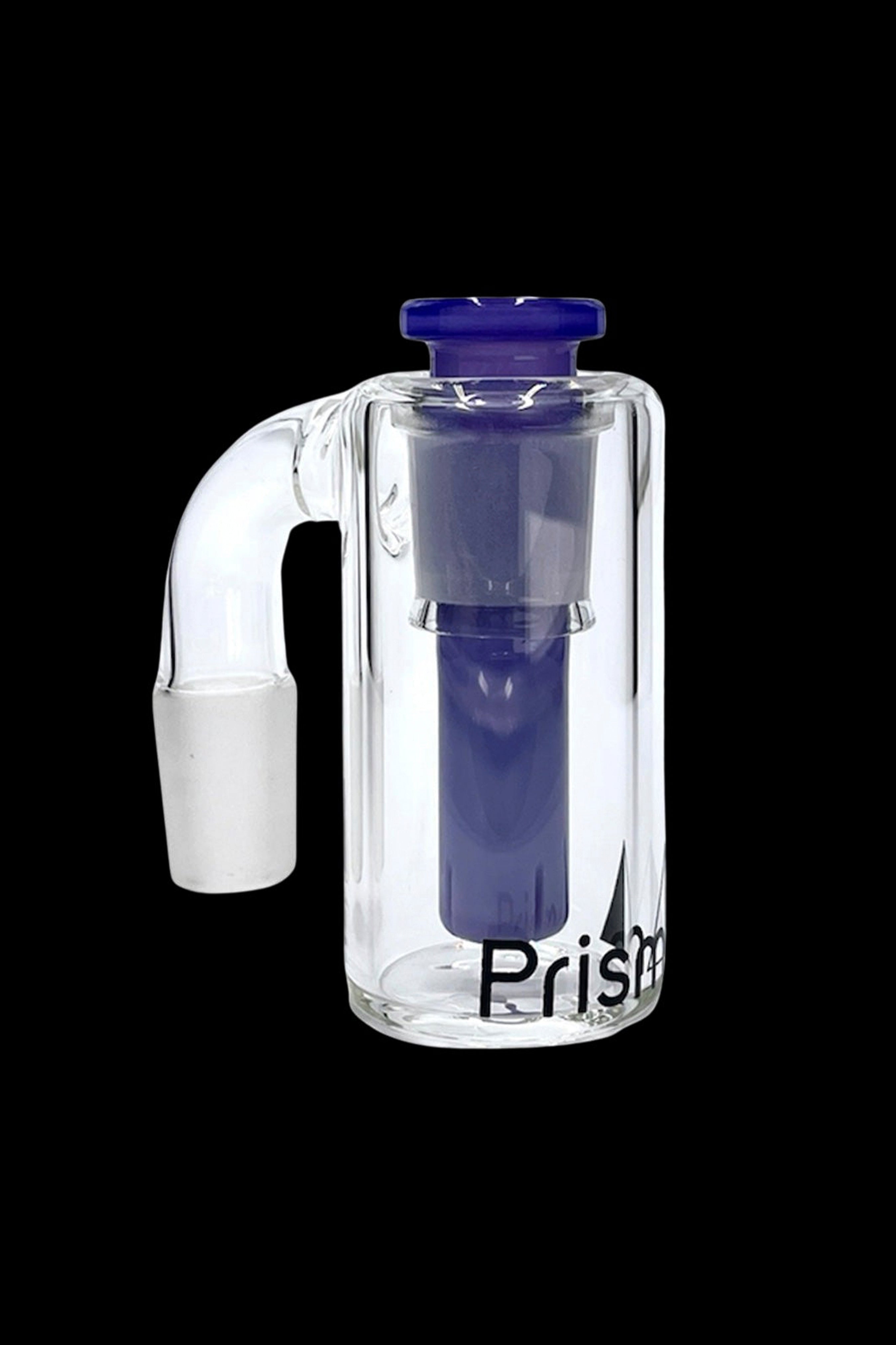 Clear glass bubbler with blue accents and a built-in diffuser downstem, branded "Prism."