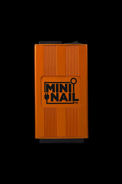 Orange Mini Nail electronic dab rig with logo.
