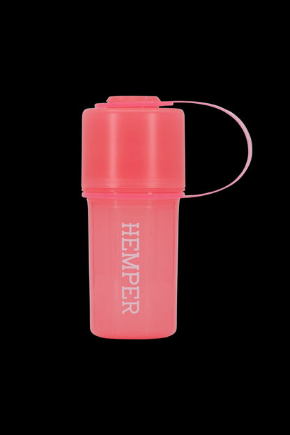 Coral-colored butane lighter with "HEMPER" vertically printed on the side.