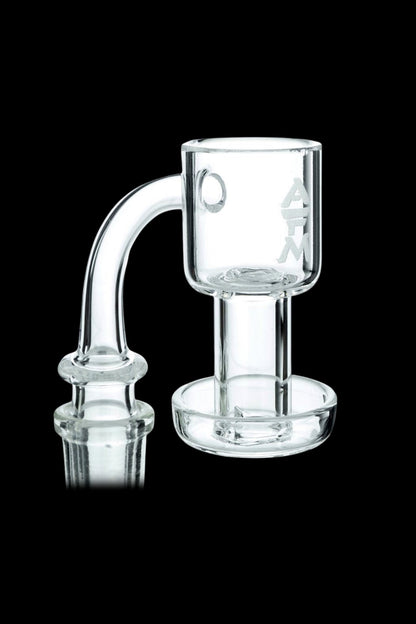 Clear quartz banger for vaporizing cannabis concentrates.