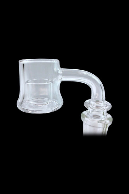 Clear quartz banger for vaporizing cannabis concentrates.